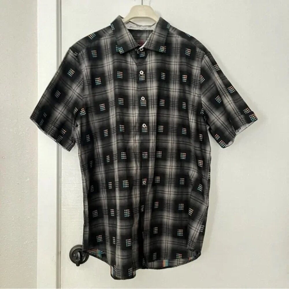 Robert Graham Classic Fit Short Sleeve Button Shirt Multicolor Geometric Large